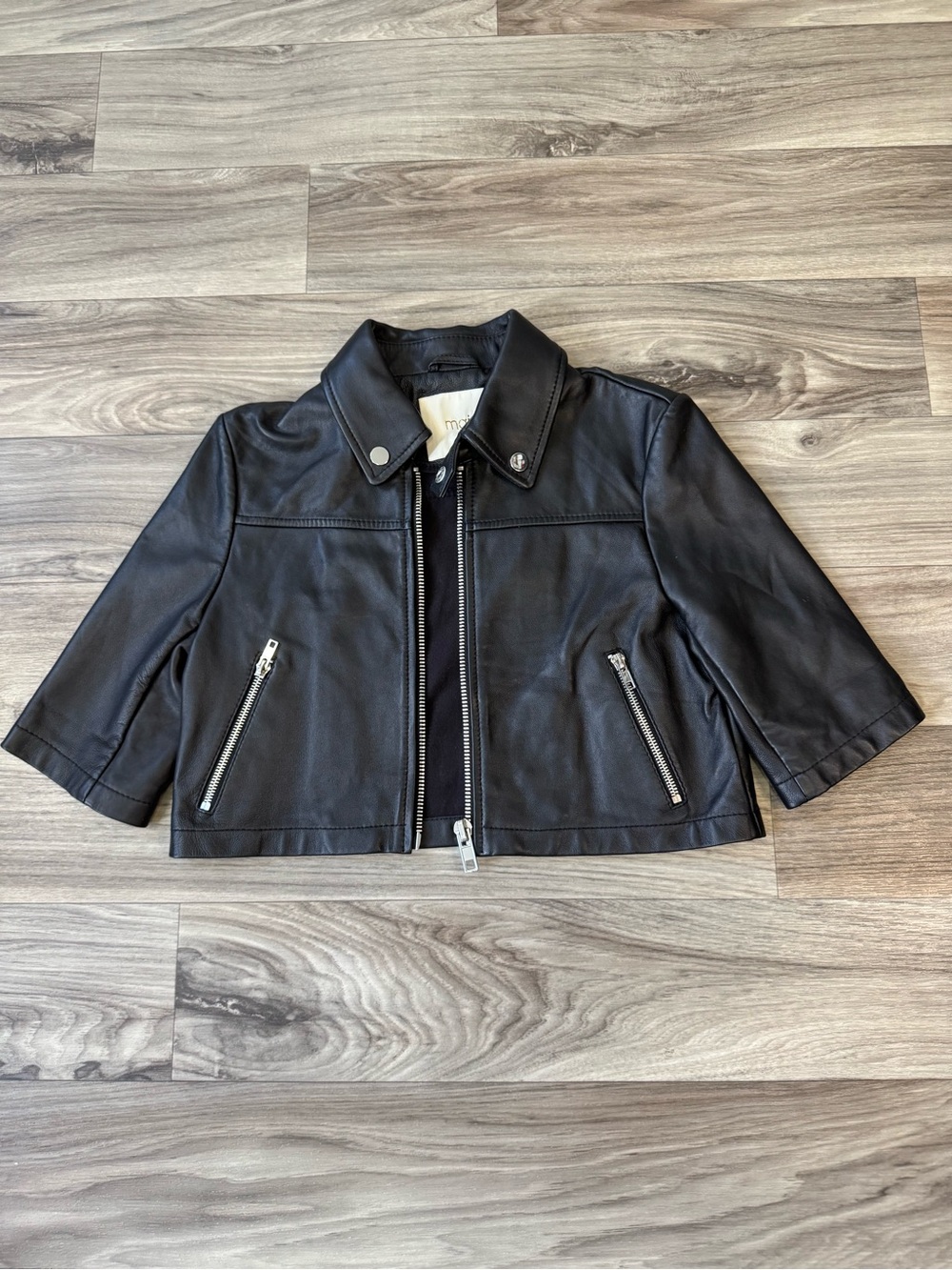 Maje Brittany Cropped Leather Jacket Size 36 Size Small